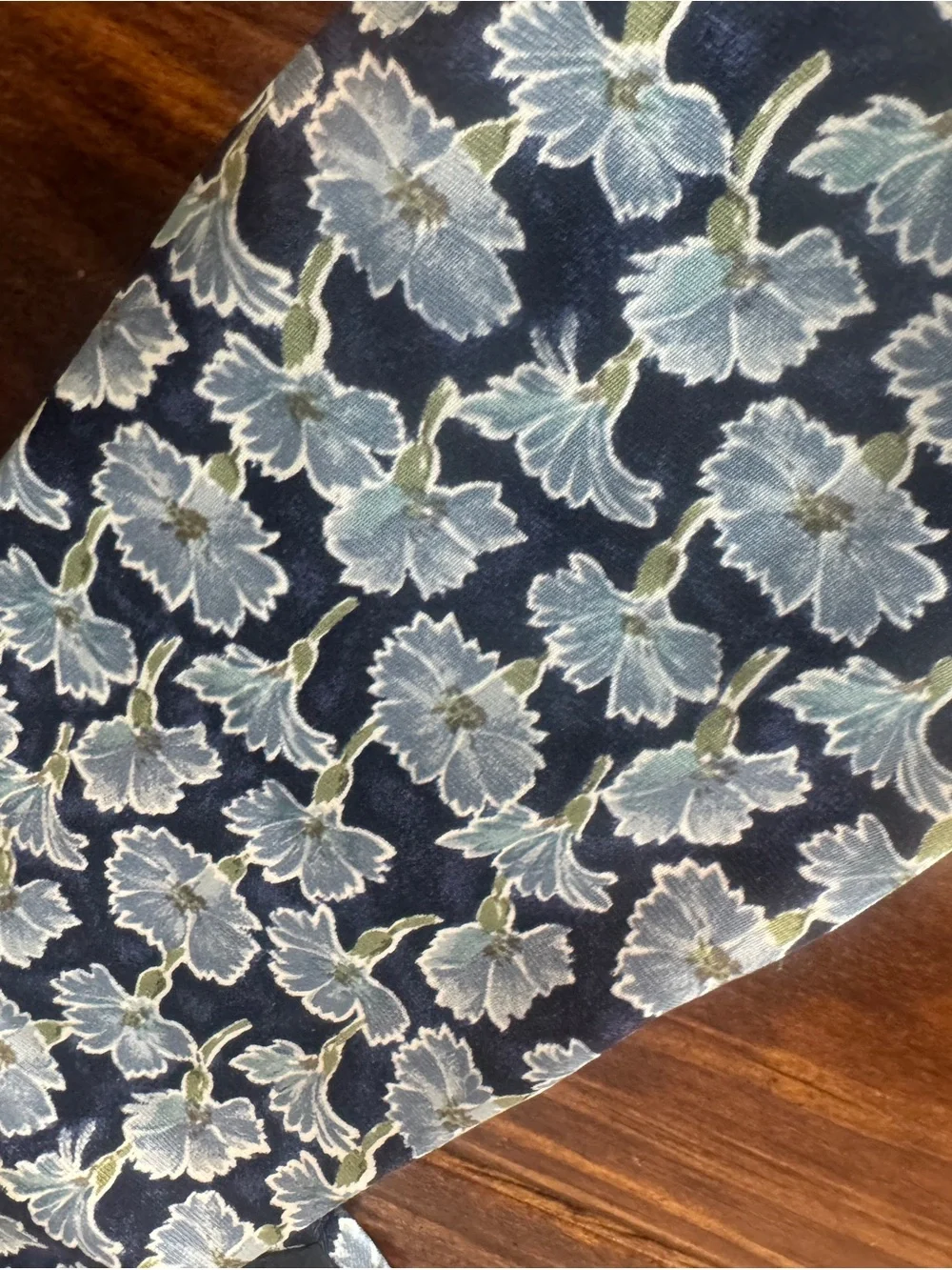 Navy Floral Silk Tie with Light Blue Flowers - Made in Italy